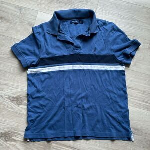 Nautica Blue Striped Polo Size Large
